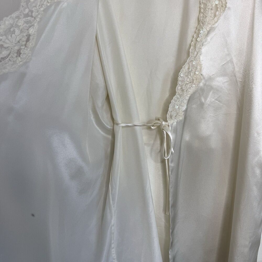 Victoria's Secret One Size Ivory Lace Trim Short Belted Robe Bridal Romantic - Picture 7 of 11